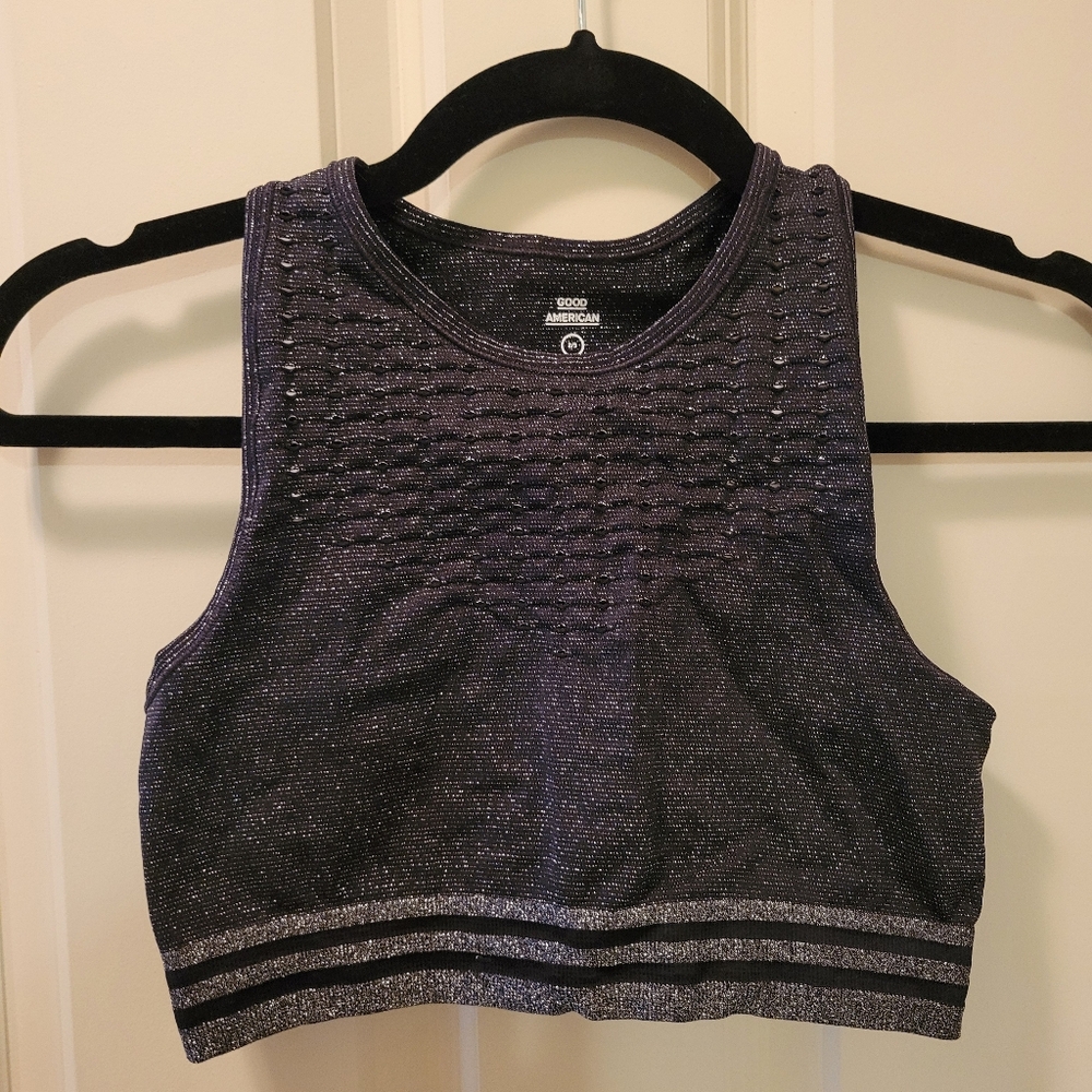 Good American Sparkly Black Sports Bra Size 2/3